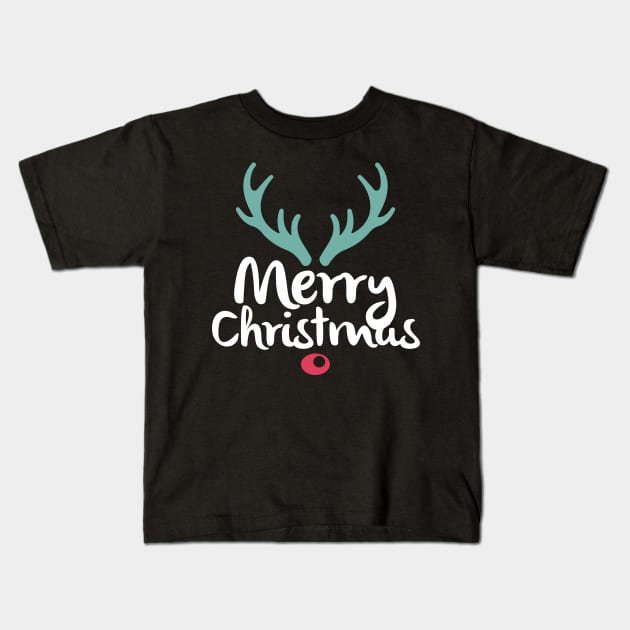 Merry Christmas Rudolph Kids T-Shirt by BeLightDesigns